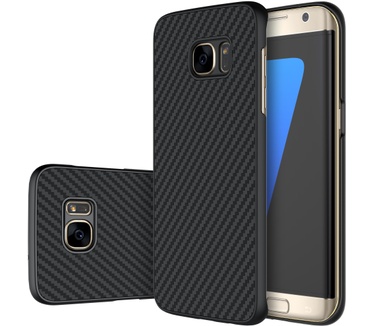 Nillkin Hard Case Synthetisch Carbon voor Galaxy S7 Edge - Zwart Zwart