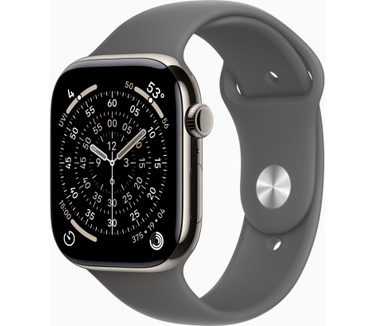 Apple Watch Series 11, 46mm, GPS + Cellular, Titanium, Sportbandje S/M, Titanium (Grijs)