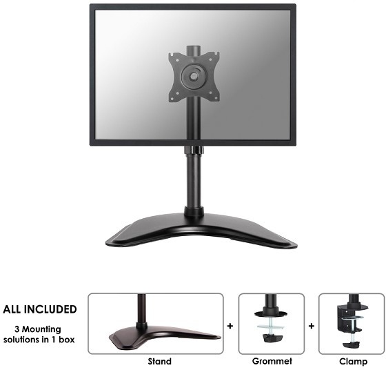 Neomounts Tilt/Turn/Rotate Desk Mount (stand, clamp & grommet) for 10