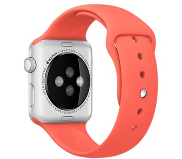 Apple Watch Sport 42mm Zilver - Abrikoos sportbandje Zilver (Oranje)