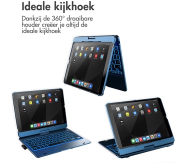 Accezz 360 Slim Keyboard Bookcase iPad 10.2 (2019/2020/2021) / Pro 10.5 - Donkerblauw