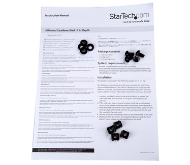 Startech.com Ventilerend 1U schap voor server rack 7" / 17,5 cm diep