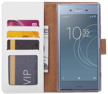 Luxe Lederen Bookcase hoesje voor de Sony Xperia XZ1 - Wit (Sony Xperia XZ1) Wit