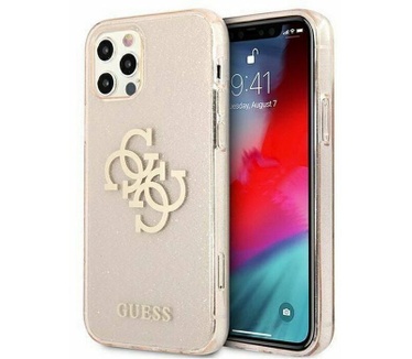 Guess 4G Logo Glitter TPU Apple iPhone 12 Pro Max (6.7") - Goud Goud