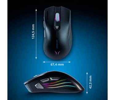 Medion Gaming mouse ERAZER Supporter P12 | 7 programmeerbare knoppen | duurzame OMRON-schakelaars | RGB-verlichting | DPI-schakelaar & display