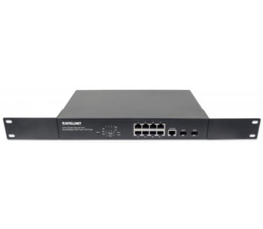 Intellinet 8-Port Gigabit Ethernet PoE+ Web-Managed Switch with 2 SFP Ports, IEEE 802.3at/af Power over Ethernet (PoE+/PoE) Compliant, 140 W, Endspan, Desktop, 19" Rackmount (Euro 2-pin plug)