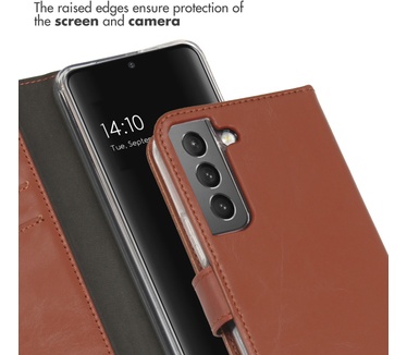 Selencia Echt Lederen Bookcase Samsung Galaxy S22 - Lichtbruin