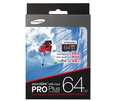 Samsung Pro+ microSDHC + SD-adapter 64GB