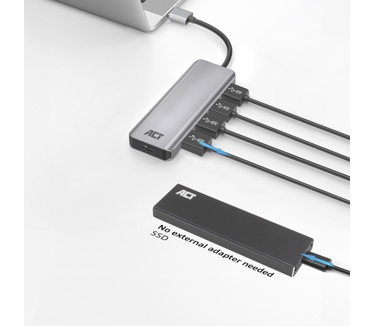 ACT USB-A hub 3.0, 4 port USB-A with USB-C 5V power port