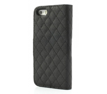 KEES Geruit Portemonnee Hoesjes Apple iPhone 5S - Zwart