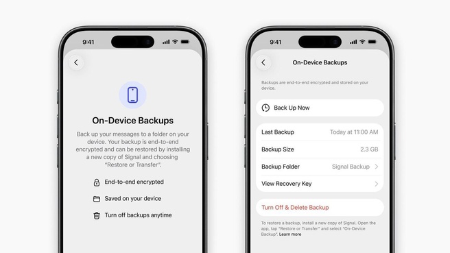Signal back-up iOS