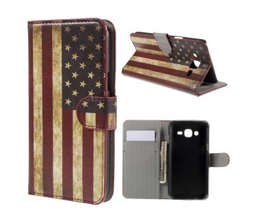 qMust Samsung Galaxy J5 wallet case - hoesje met stand - USA