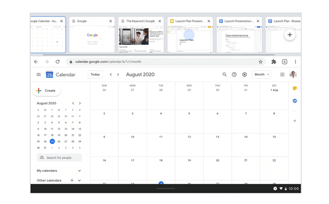 Nieuwe weergave van tabbladen voor tabletmodus Chrome