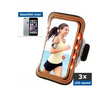 qMust Apple iPhone 6 / 6s Sport Armband met led-lampjes (Orange)