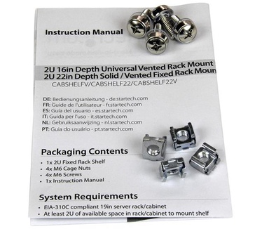 Startech.com 2U 22inch Diepe Vaste Plank Rackmontage 22kg