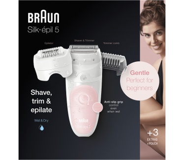 Braun Silk-épil 5 5-620 Epilator Voor Vrouwen Voor Zachte Ontharing, Wit/Roze