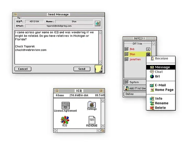 ICQ-interface 1996/1997