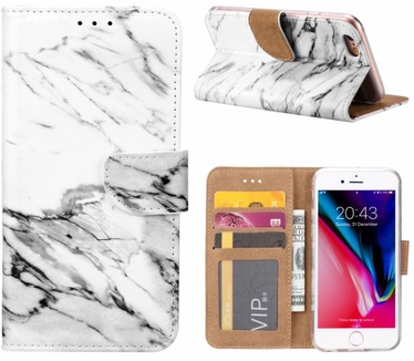 Marmer print lederen Bookcase hoesje voor de Apple iPhone 6 / 6S - Wit (Apple iPhone 6 / 6S) Wit