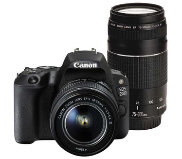 Canon EOS 200D + 18-55mm DC III + 75-300mm DC Zwart