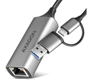 Axagon ADE-TXCA Gigabit Ethernet Adapter USB-C+ USB-A - titangrau - Adapter - Digital/Daten