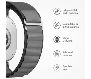 Accezz Nylon Alpine bandje voor de Samsung Galaxy Watch 9 (40/44mm) / Watch 8 (40/44mm) / Classic (46mm) - Dark Grey