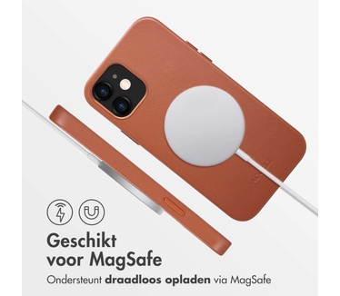 Accezz MagSafe Leather Backcover iPhone 12 (Pro) - Bruin