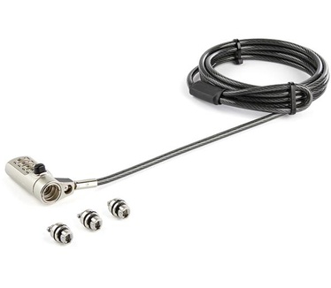 Startech.com 2m Universeel Laptop Kabelslot met 4-cijfer Combinatieslot 3-in-1 Security Lock voor apparaten met K-Slot, Nano K-Slot of Noble Wedge Slot Anti-Diefstal Stalen Kabel