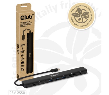 Club 3D 10-1 Portable Dock USB Type-C® 10Gbps to HDMI™ 8K30Hz PD3.1 Max.140Watt