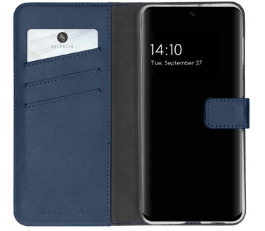Selencia Echt Lederen Bookcase Samsung Galaxy A32 (5G) - Blauw