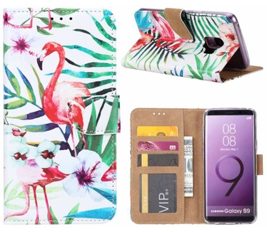Flamingo print lederen Bookcase hoesje voor de Samsung Galaxy S9 - Wit (Samsung Galaxy S9) Wit