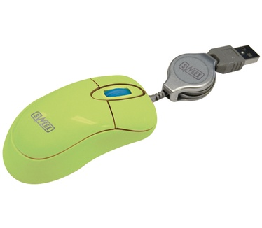 Sweex Mini Optical Mouse Retractable Cable USB Green
