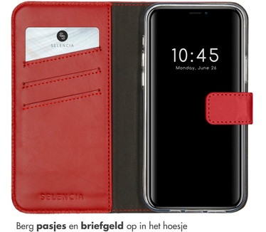 Selencia Echt Lederen Bookcase iPhone 12 (Pro) - Rood