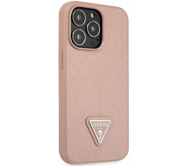 Guess Saffiano Triangle Back Case iPhone 13 Pro Max (6.7") Roze Roze
