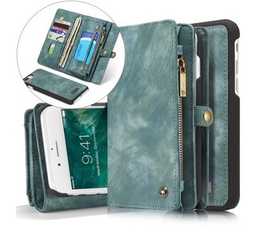 Caseme iphone 7 Plus Vintage Lederen Portemonnee Hoesje - uitneembaar met backcover (Groen)