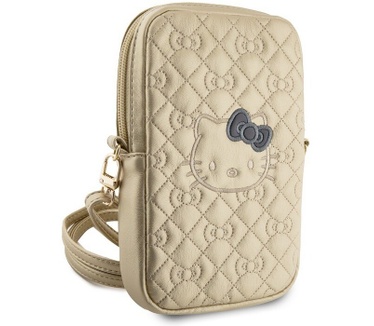 Hello Kitty Quilted Heuptas met Riem (Scherm tot 7 Inch) - Goud
