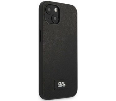 Karl Lagerfeld Saffiano Plaque Back Case Apple iPhone 13 - Zwart Zwart