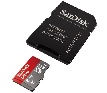 Sandisk microSDHC Class 10 UHS-I 8GB + SD-adapter