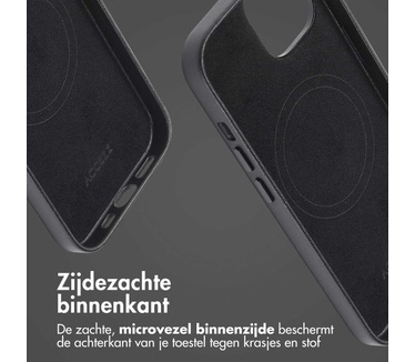 Accezz MagSafe Leather Backcover iPhone 13 - Zwart