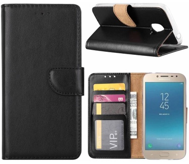 Luxe Lederen Bookcase hoesje voor de Samsung Galaxy Grand Prime Pro 2018 - Zwart (Samsung Galaxy Grand Prime Pro 2018) Zwart