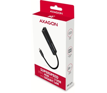 Axagon HMC-GL3A USB-C-Hub 3x USB-A Gbit-LAN schwarz