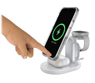 Otterbox OtterBox Wireless 3-in-1 MagSafe-oplaadstandaard, sterke magnetische uitlijning en bevestiging met MagSafe, gestroomlijnd oplaadstation voor meerdere apparaten voor iPhone, AirPods en Apple Watch, Wit