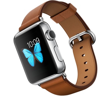 Apple Watch (klassieke gesp, 38mm) Zilver (Bruin)
