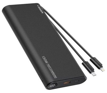 VEGER powerbank 25000 mAh with built-in cables Type C / Lightning PD 130W TCE130 (W2503) black