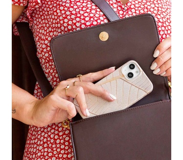 Selencia Aurora Fashion Backcover iPhone 14 - Duurzaam hoesje - 100% gerecycled - Earth Leaf Beige