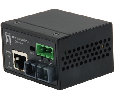 LevelOne RJ45 to SC Fast Ethernet Industrial Media Converter, Single-Mode Fiber, 30km, -40°C to 75°C