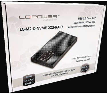 LC-Power LC-M2-C-NVMe-2X2-RAID Zwart