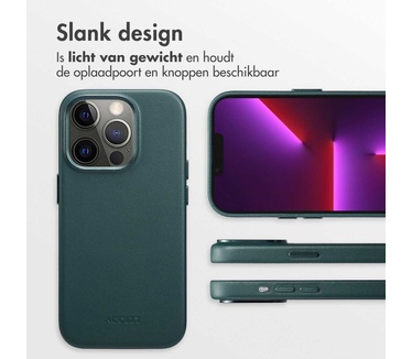Accezz MagSafe Leather Backcover iPhone 13 Pro - Donkergroen
