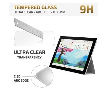 qMust Microsoft Surface 3 Tempered Glass protector - Ultra Clear - Arc Edge