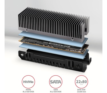 Axagon CLR-M2XT M.2 SSD Passivkühler Aluminium - 2280