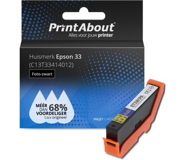 PrintAbout Huismerk Epson 33 (C13T33414012) Inktcartridge Foto-zwart